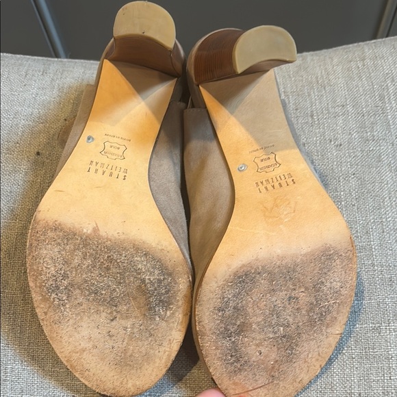 Stuart weitzman Tan Suede Peep-Toe Heeled Booties 7M - Picture 5 of 8